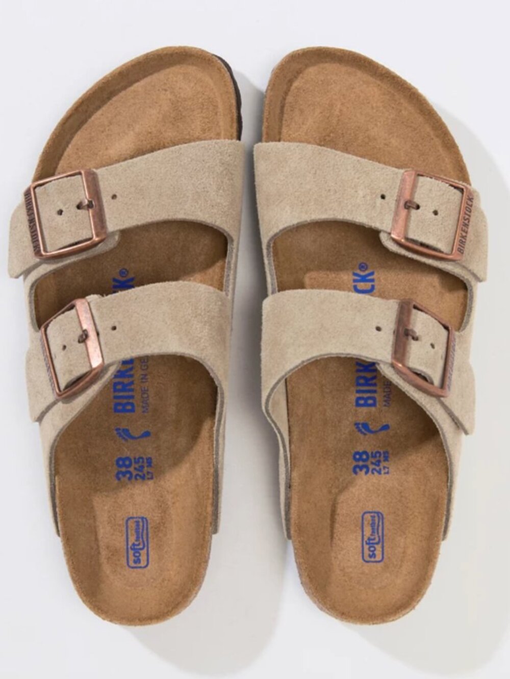 Birkenstock Arizona Suede Leather in Taupe Sz 38